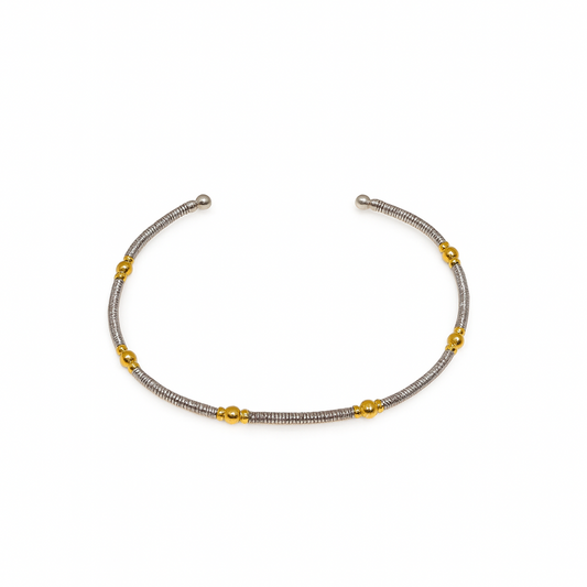 Two-Toned Silver & Gold Curvy Bangle