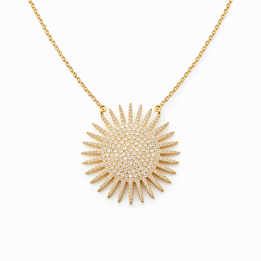 Big Zircon Sun Necklace