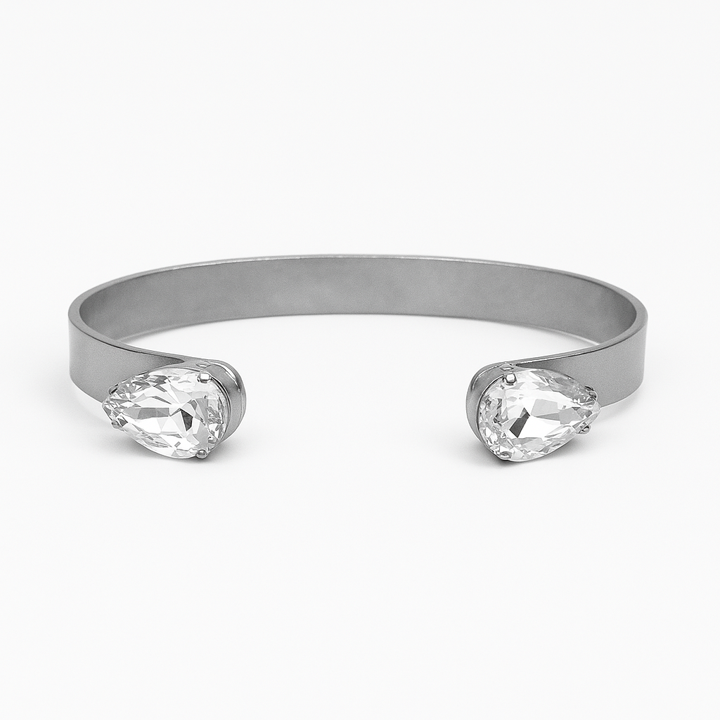 Chunky Plain Swarovski Teardrop Bangle