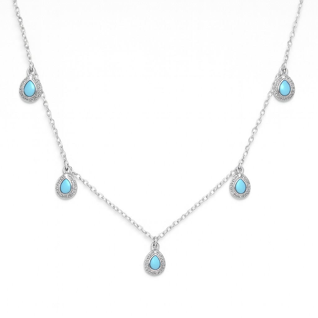 Turquoise TearDrop Charm Necklace