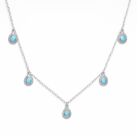 Turquoise TearDrop Charm Necklace