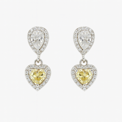 Zircon Teardrop with Heart Zircon Earrings